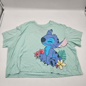 Disney Stitch "Taking It Easy" Graphic T Shirt Top Juniors 2X Light Blue